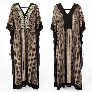 Soft Surroundings Dress Maxi Long Caftan Kaftan Cover Up Sheer Sz Petite L To XL